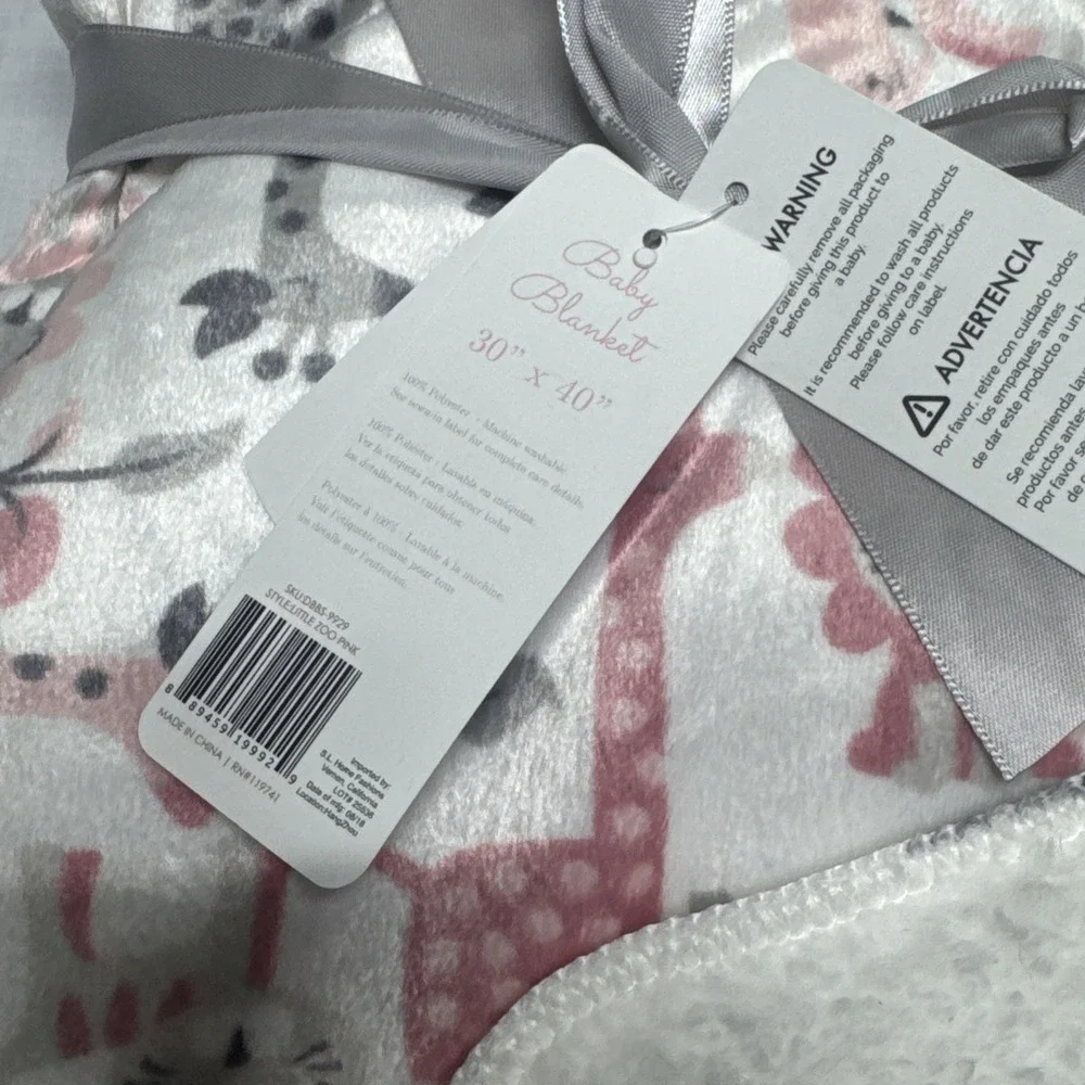 NEW DREAMERS SHERPA BABY Girl 30 X 40 JUNGLE Pink BLANKET Shower Gift